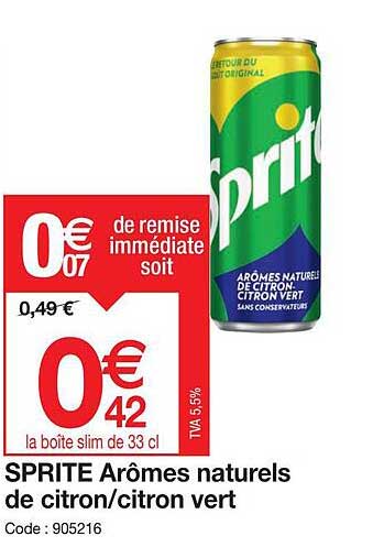 sprite arômes naturels de citron/citron vert