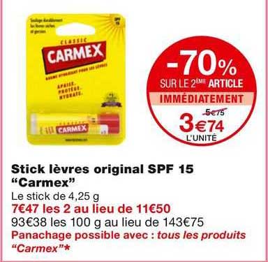stick levres original spf 15 "carmex"
