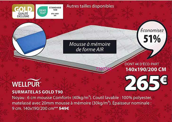 surmatelas gold t90 wellpur