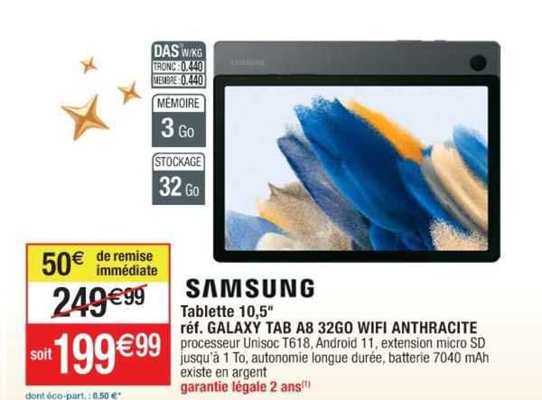 tablette 10,5" samsung galaxy tab a8 32go wifi anthracite