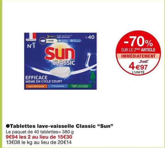 tablettes lave-vaisselle classic "sun"