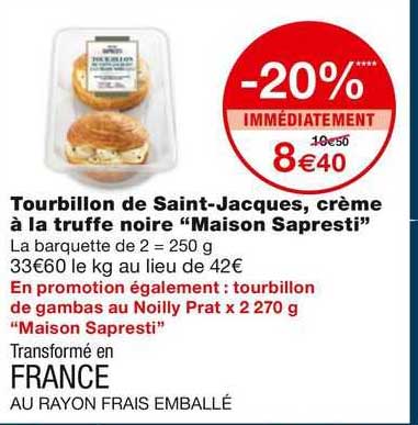 tourbillon de saint-jacques, creme  a la truffe noire "maison sapresti"