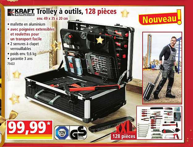 trolley à outils, 128 pièces kraft werkzeuge