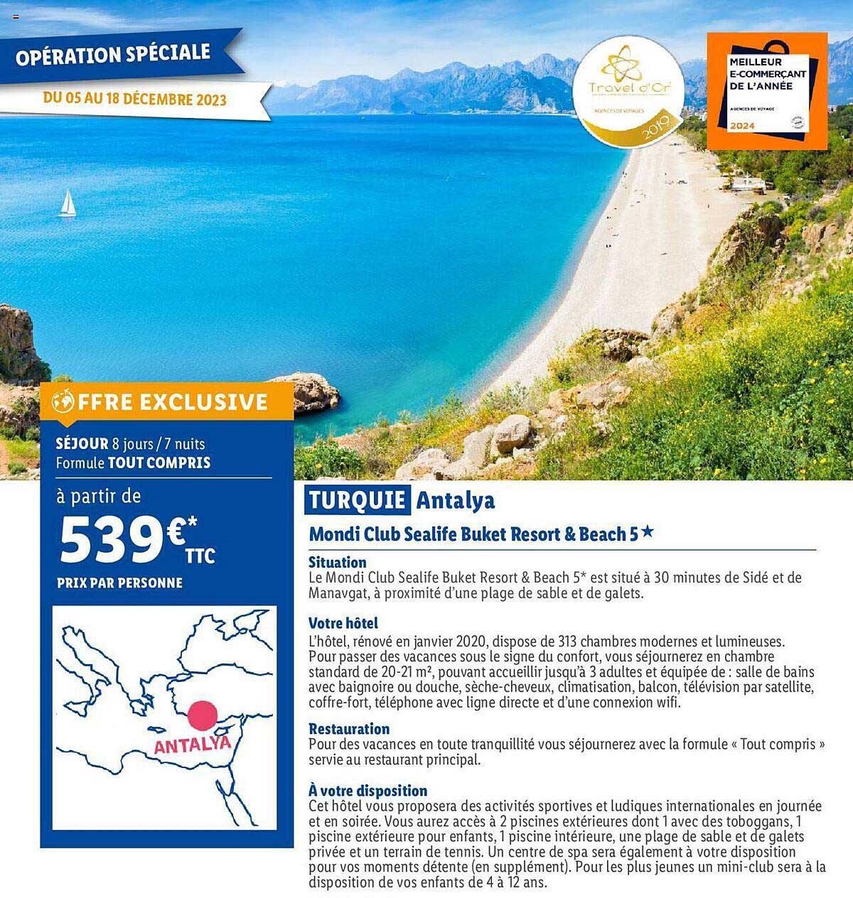 turquie antalya : mondi club sealife buket resort & beach 5*