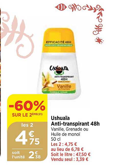 ushuaïa anti-transpirant 48 h