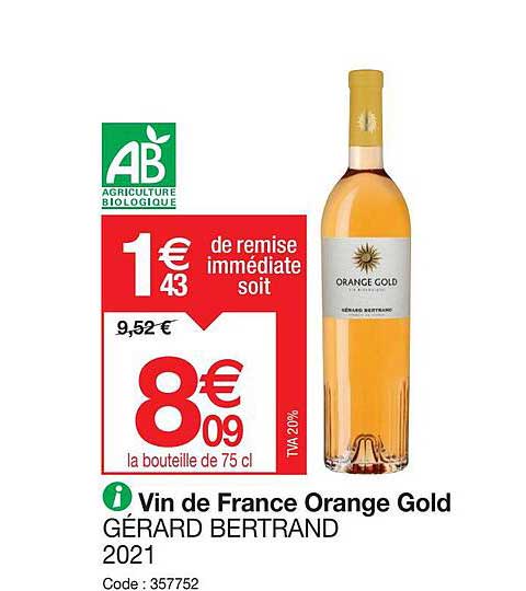 vin de france orange gold gérard bertrand 2021