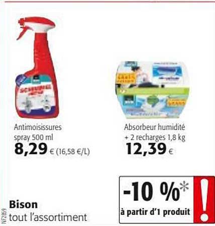 anti moisissures spray, absorbeur humidité + 2 recharges bison