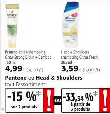 après-shampoing, pantene ou shampoing head & shoulders