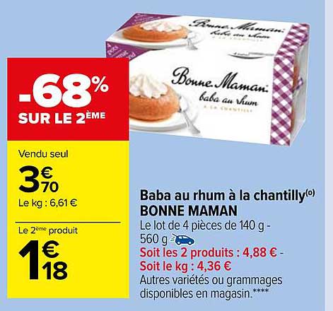 baba au rhum à la chantilly bonne maman