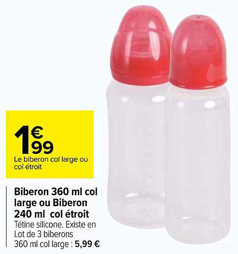 biberon 360 ml col large ou biberon 240 ml col étroit