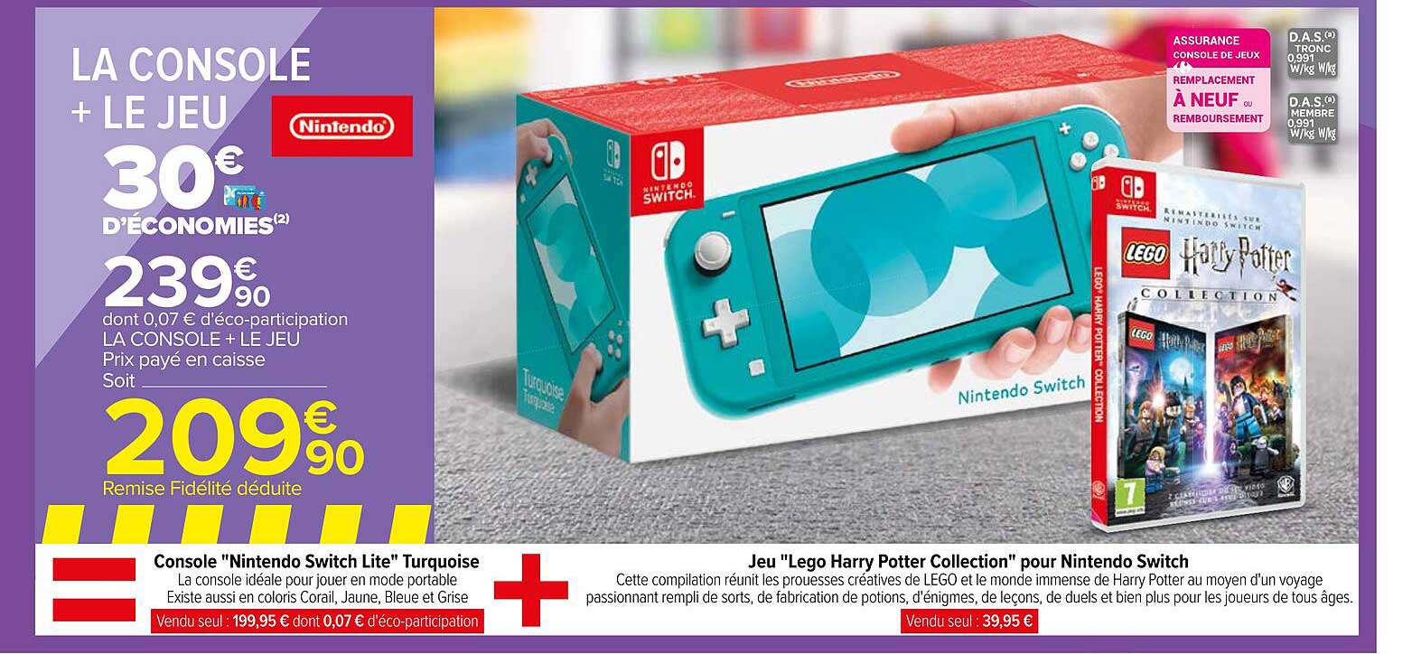 console "nintendo switch lite" turquoise + jeu "lego harry potter collection" pour nintendo switch