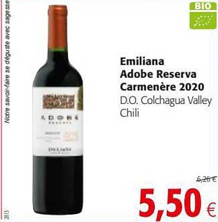 emiliana adobe reserva carmenère 2020 d.o. colchagua valley chili