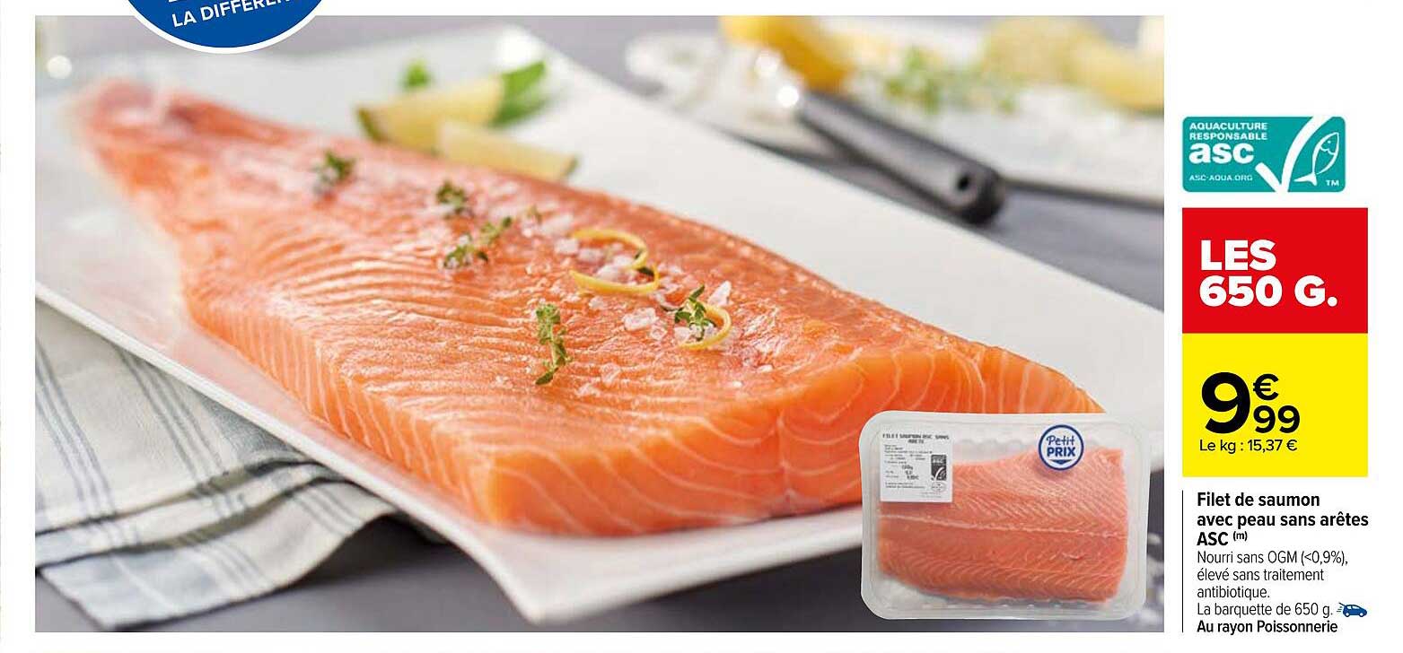 filet de saumon avec peau sans arêtes asc