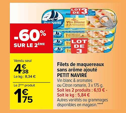 filets de maquereaux sans arôme ajouté petit navire