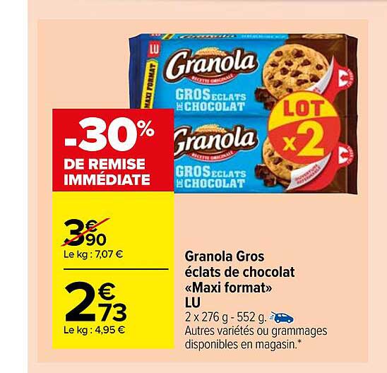 granola gros éclats de chocolat "maxi format" lu