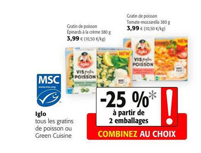 gratins de poisson ou green cuisine iglo