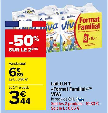 lait u.h.t. "format familial" viva