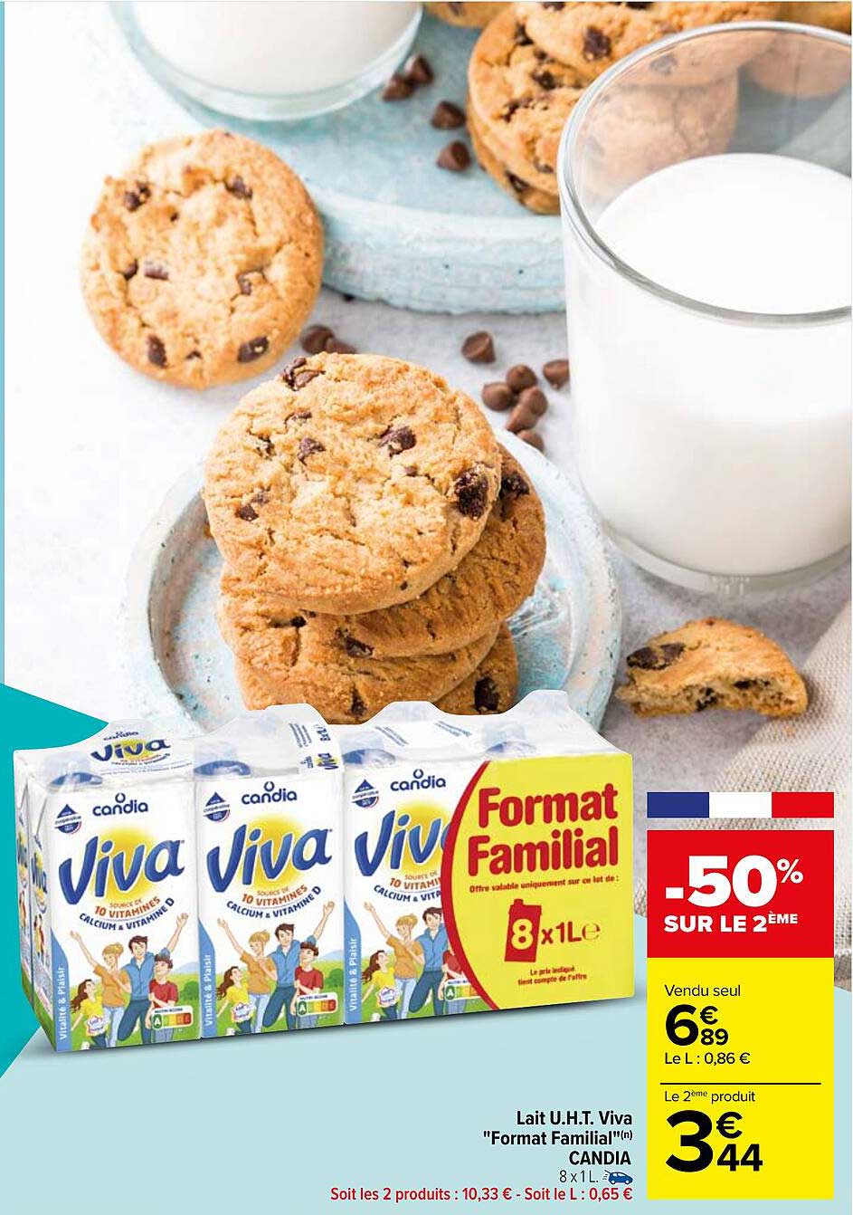 lait u.h.t. viva "format familial" candia