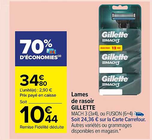 lames de rasoir gillette mach 3 ou fusion