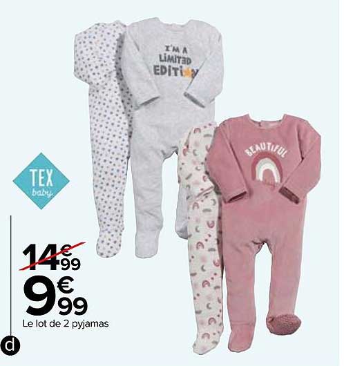 Le Lot De 2 Pyjamas Tex Baby