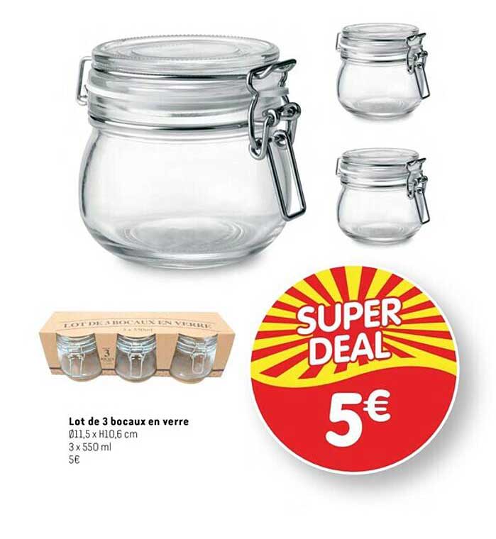 Lot De 3 Bocaux En Verre