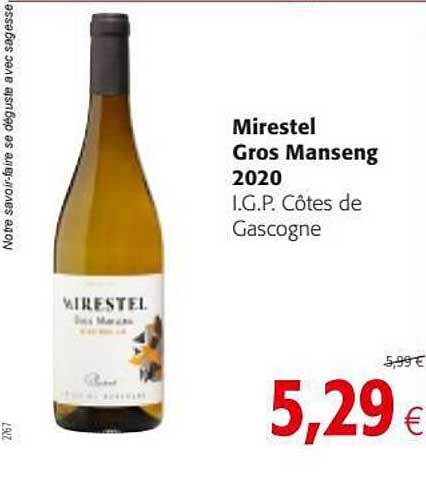 mirestel gros manseng 2020 i.g.p. côtes de gascogne