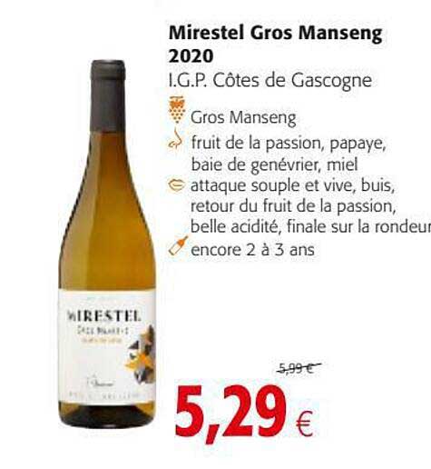 mirestel gros manseng 2020 i.g.p. côtes de gascogne