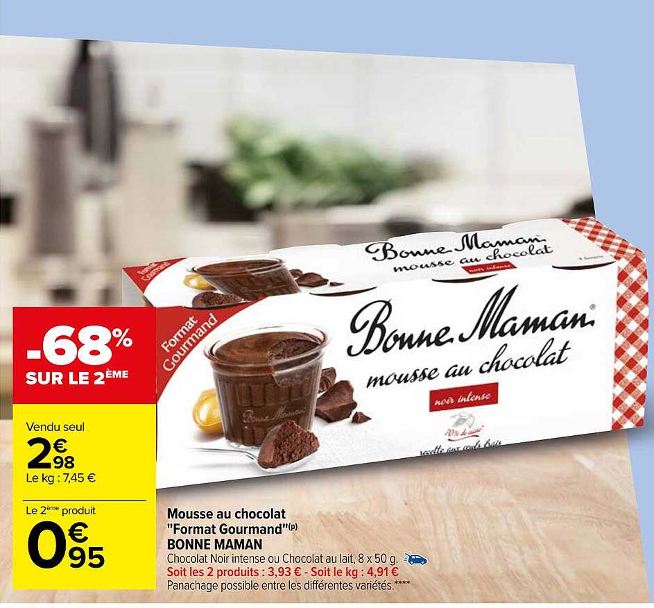 mousse au chocolat "format gourmand" bonne maman