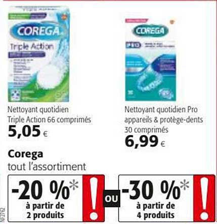 nettoyant quotidien triple action, nettoyant quotidien pro appareils & protège-dents corega