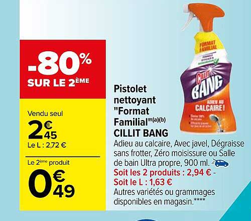 pistolet nettoyant "format familial" cillit bang