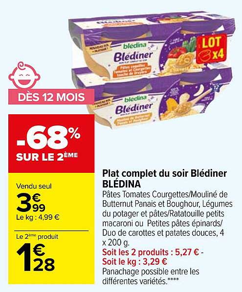 plat complet de soir blédiner blédina