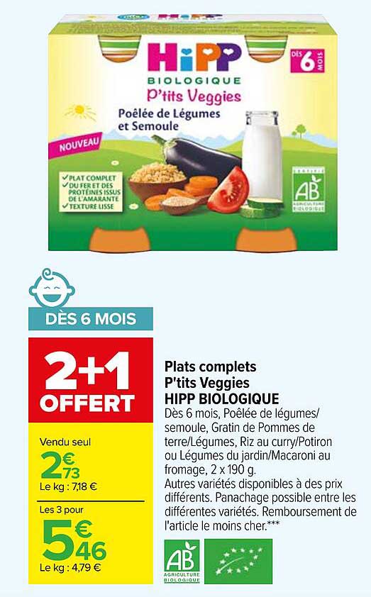 plats complets p'tits veggies hipp biologique