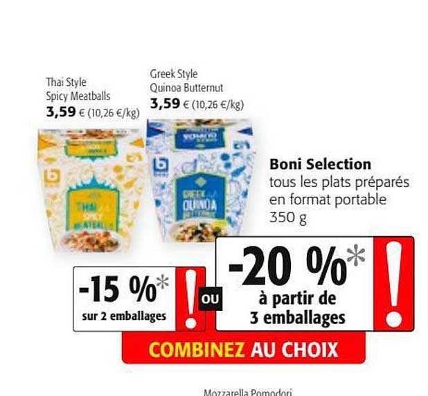 plats préparés en format portable boni sélection