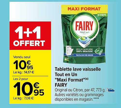 tablette lave vaisselle tout en un "maxi format" fairy