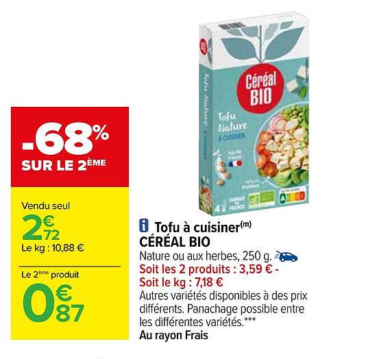 tofu à cuisiner céréal bio