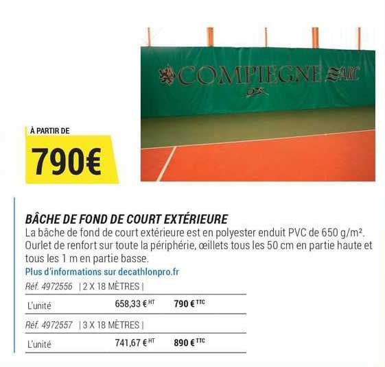 bâche de fond de court extérieure
