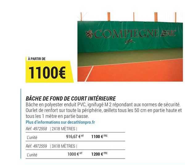 bâche de fond de court intérieure