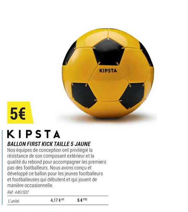 ballon first kick taille 5 jaune kipsta