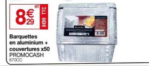 barquettes en aluminium + couvertures x50 promocash