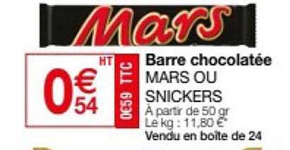 barre chocolatée mars ou snickers
