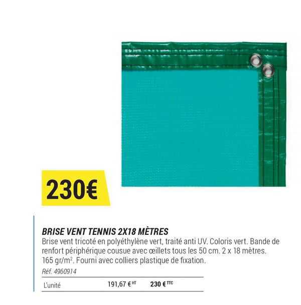 brise vent tennis 2 x 18 mètres