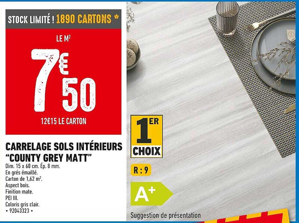carrelage sols intérieurs "county grey matt"