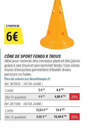 cône de sport fendu 8 trous