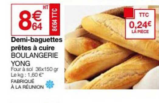 demi-baguettes prêtes à cuire boulangerie yong