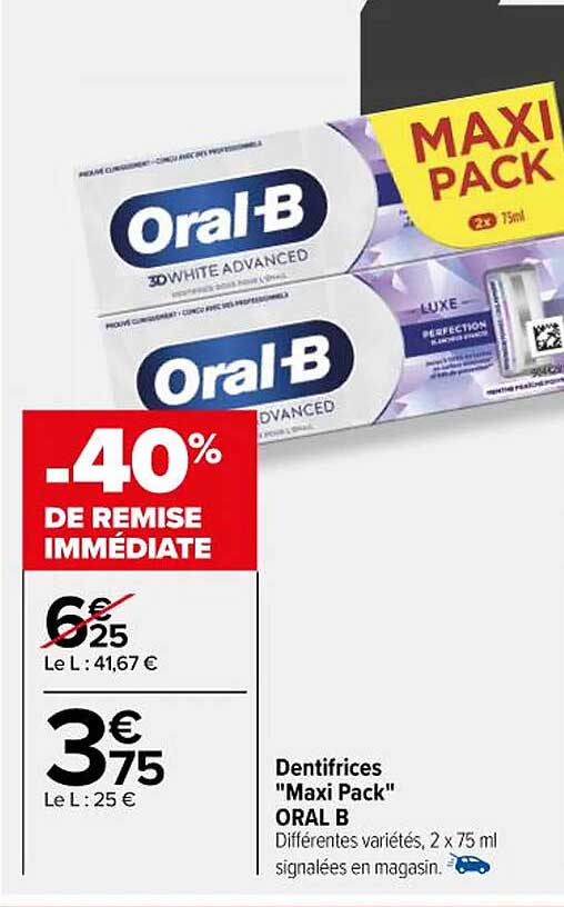 dentifrices "maxi pack" oral b