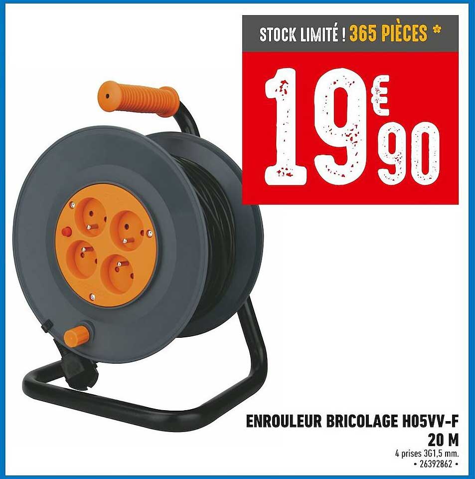 enrouleur bricolage h05vv-f 20m