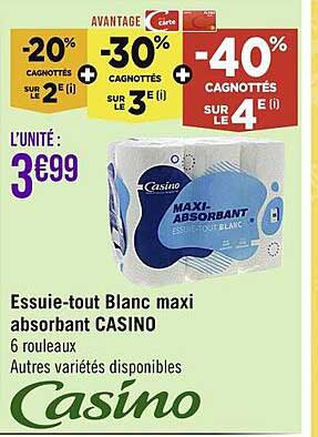 essuie-tout blanc maxi absorbant casino