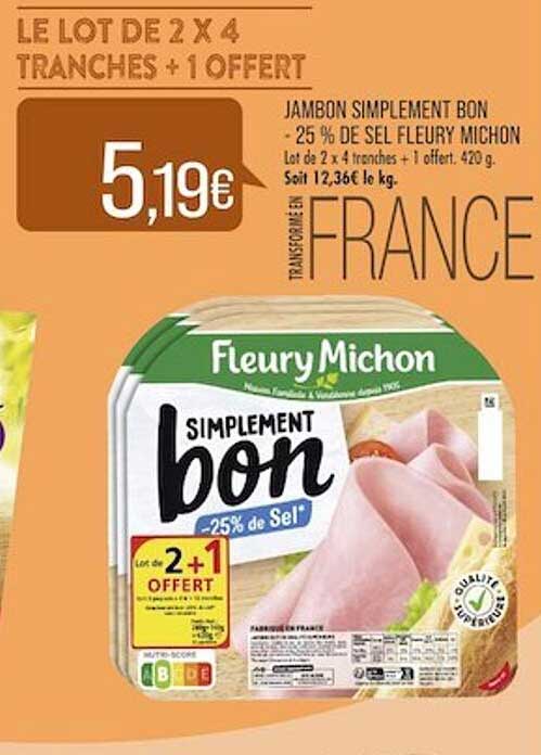 jambon simplement bon -25% de sel fleury michon