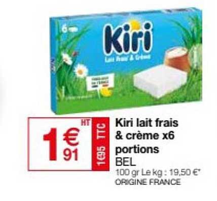 kiri lait frais & crème x6 portions bel