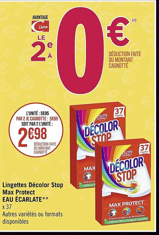 lingettes décolor stop max protect eau écarlate
